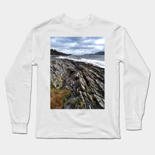 The stretch of rocky coastline, Kintyre Peninsula, Scotland. Long Sleeve T-Shirt